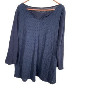 Eddie Bauer size L tunic embroidered Swiss dot front